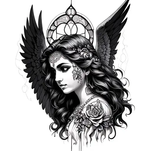 Chican Angel With Stained Glass