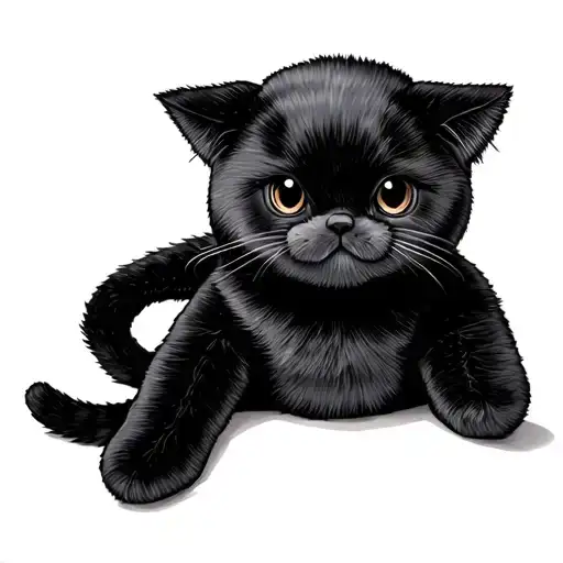 Childhood Stuffed Animal Black Cat Sitting