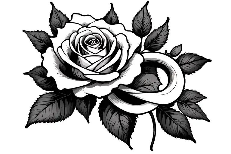 Infinity And Rose Tattoo Minimal Line Art