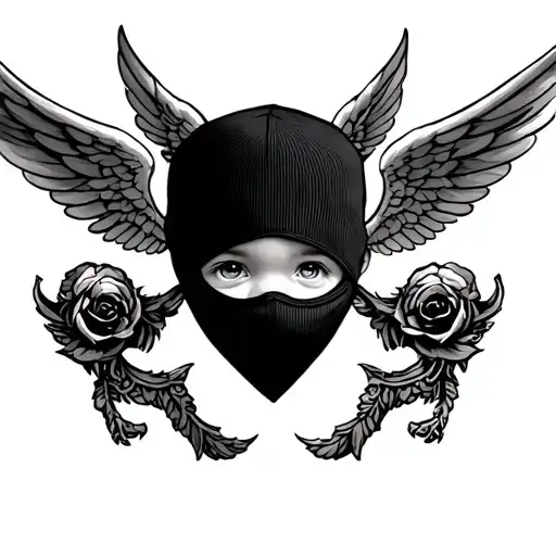 Baby Cupid Wearing Balaclava Mask