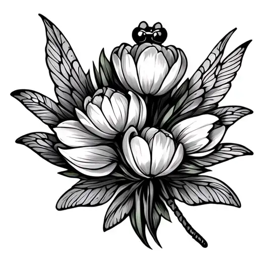 Dragonfly With Tulips As The Wings