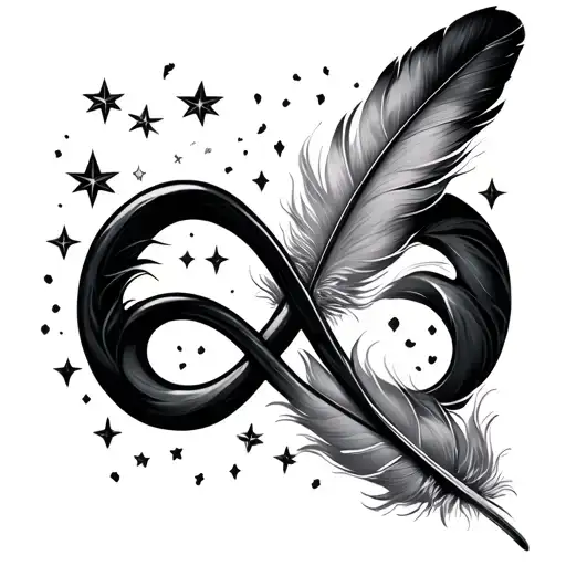 Infinity With A Feather And 10 Stars