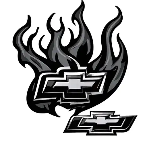 Simple Chevy Emblem Surrounded Flames