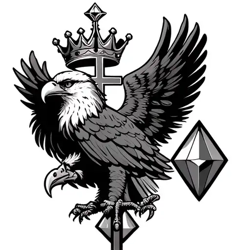 An Eagle With A Crown And On It A Cross Plus A Diamond