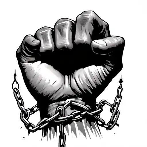 Raised Fist Breaking Chains