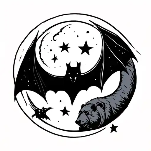 A Bat A Moon And A Star And A Bear Based On Turkey Valencia And Berlin Very Simplistic