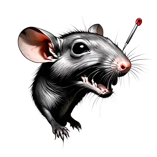 Dead Rat With A Needle Going Through His Head Profile Holding