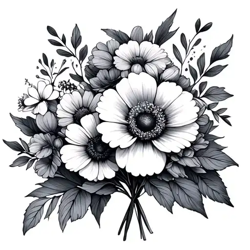 Small Fine Line Flower Bouquet