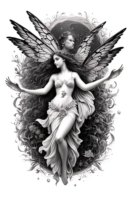 Mystical Fairies And Angels Flying