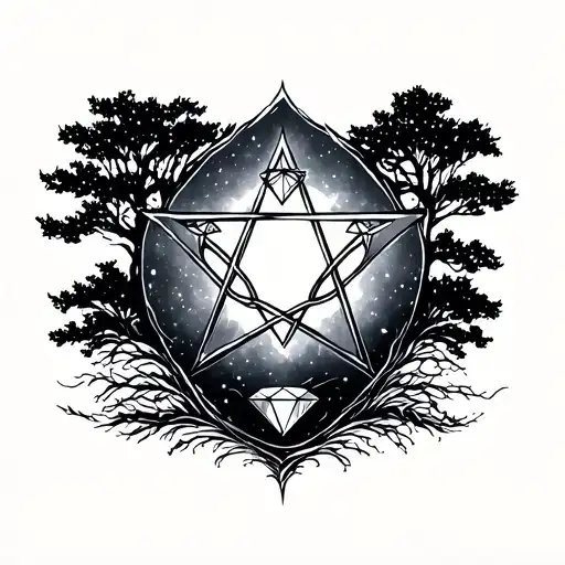 Diamonds In The Trees Pentagrams In The Night Sky Filled