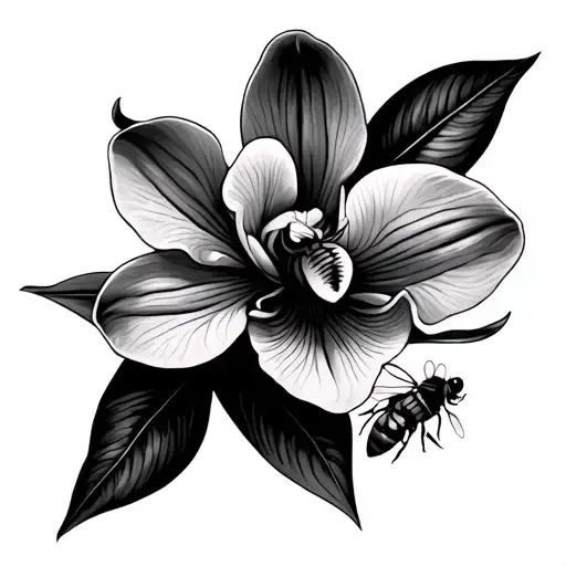 Orchid Tattoo With Bees