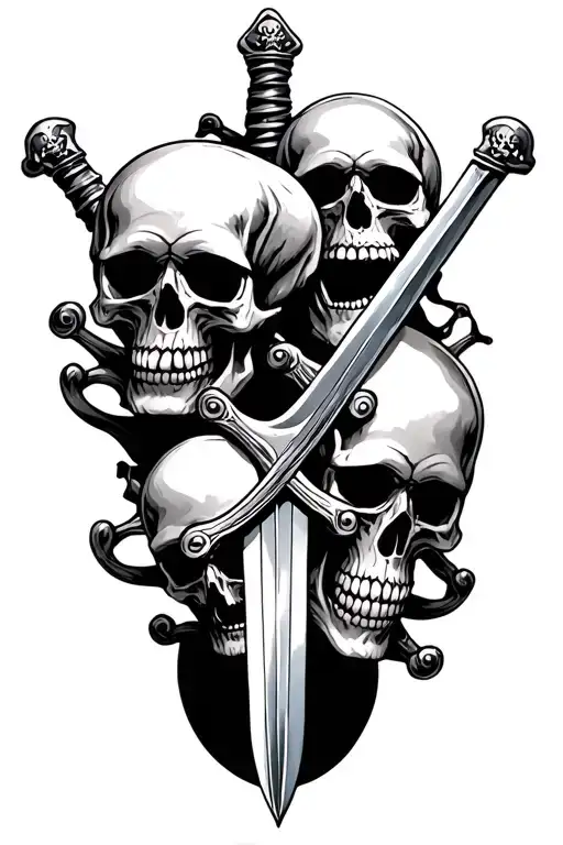 Pile Of Skulls With Pirate Sword