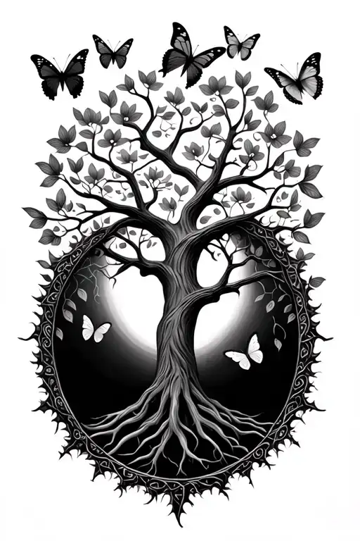 Tree Of Life With Butterflies