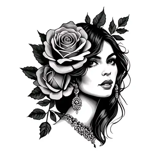 Mexican Lady With Rose