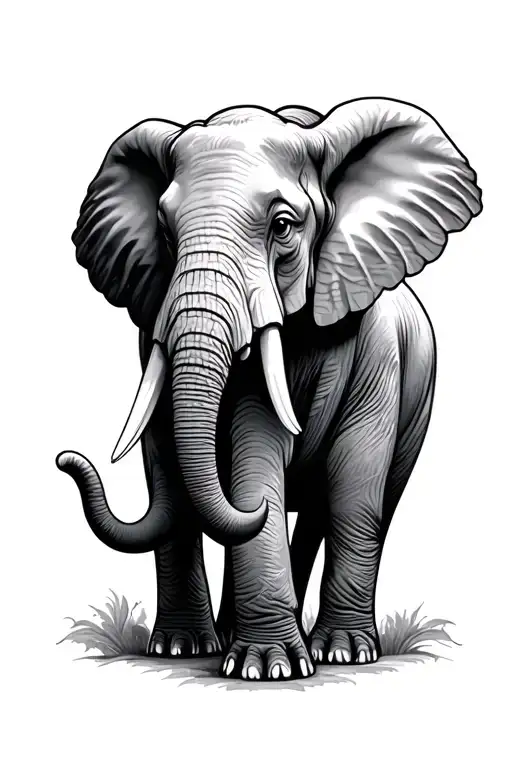 Elephant Spin Tattoo Design