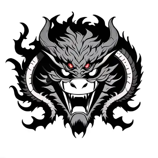 Oni Mask With Dragon Around