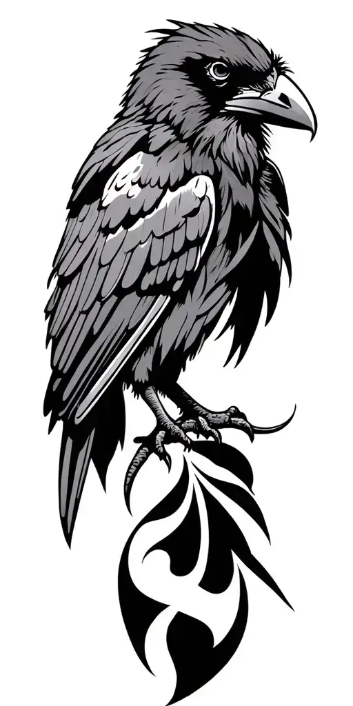 Raven Tribal Tattoo Design