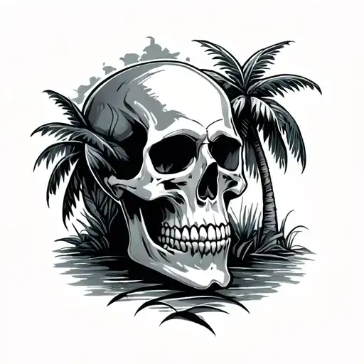 Skull With Palm Tree