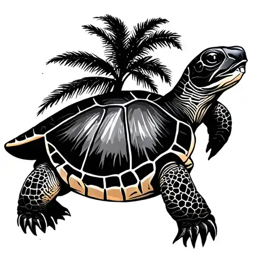 Half Palm Tree Half Turtle