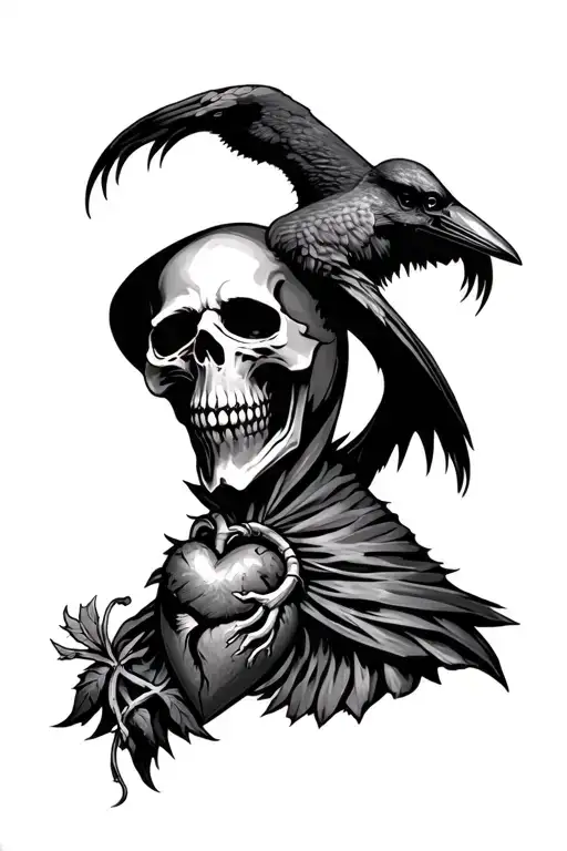 Grim Reaper Sacred Heart Raven