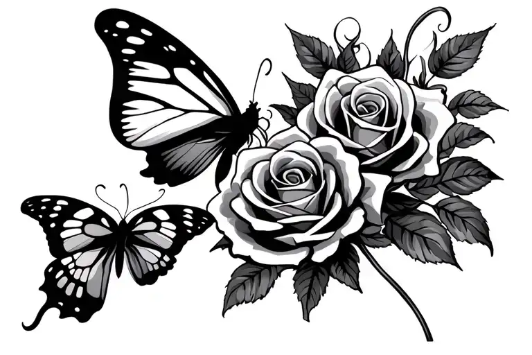 Roses And Butterfly