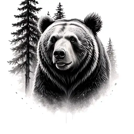 Bear Faded Into Trees