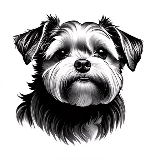 The Head Of A Maltese Dog Which Starts Realistically From The Middle And Then Gradually Pixelates