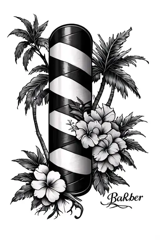 Barber Pole Hawaiian History Inspired Tattoo Featuring Roots