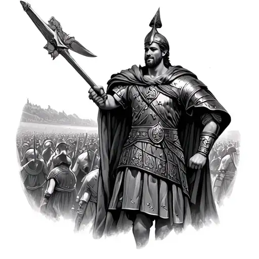 Roman General Overlooking A Battle Scene