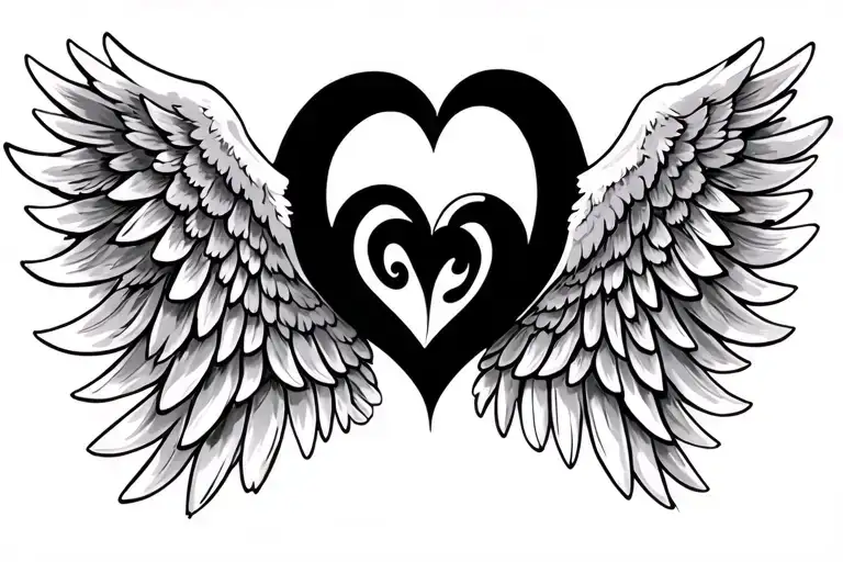 Angel Wings Framing A Heart