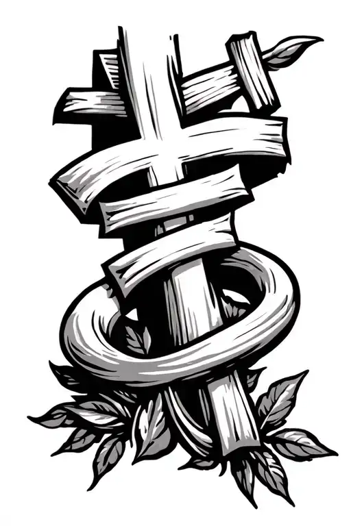 Simple Memorial Tattoo Design With Cross And No Faces