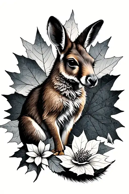 Canada Australia Kangaroo Floral Maple Leaf Mountains Lakes