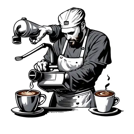 Create A Tattoo Of A Barista Pouring Coffee
