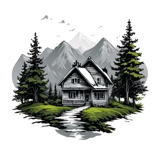 House Nestled Between Green Mountains