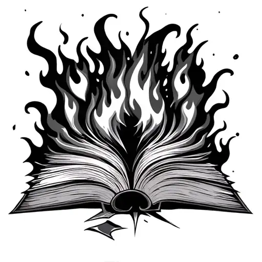 Broken Road With Book On Fire Rising