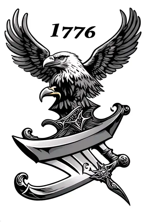 Dagger With Eagle On Top And 1776 Between Handle And Shaft