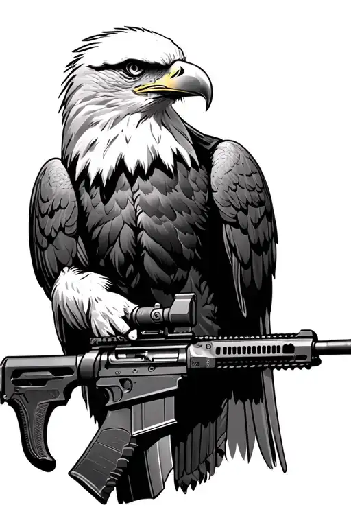 Patriotic Bald Eagle Holding Ar 15 Rifle