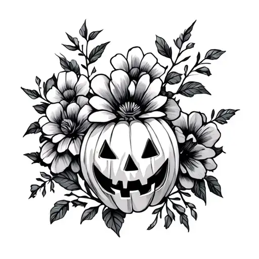 Halloween Flowers Themed Tattoo Design Representing