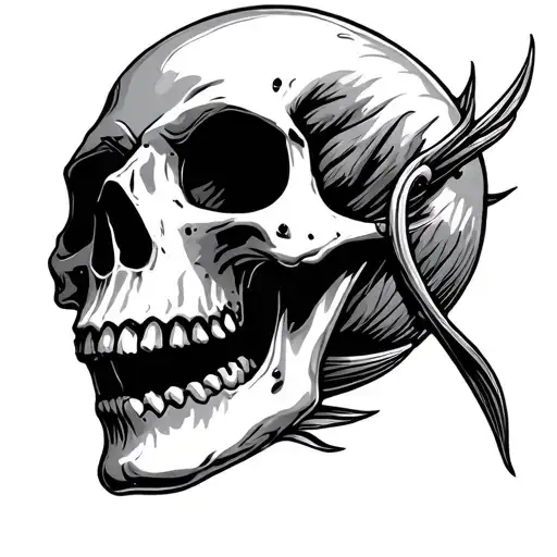 Skull With Fish Hooks