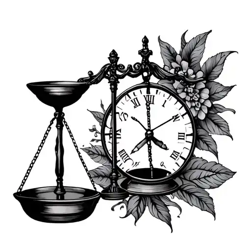 Libra Scales And Hour Glass