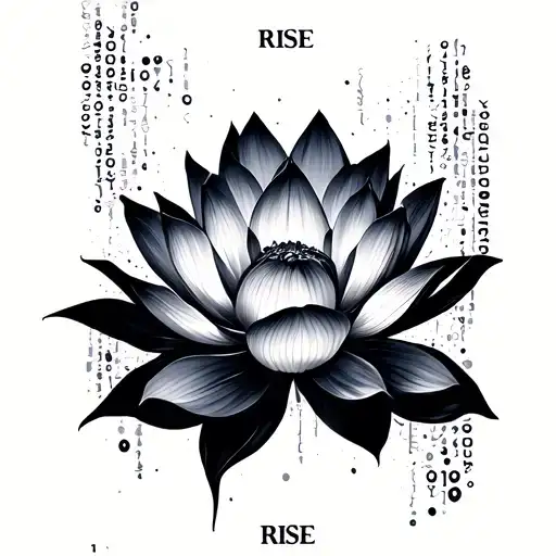 Abstract Phoneix Lotus Flower And Mose Code Saying Rise