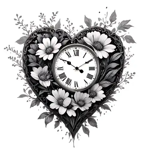 Wild Flowers Heart Shaped Clock