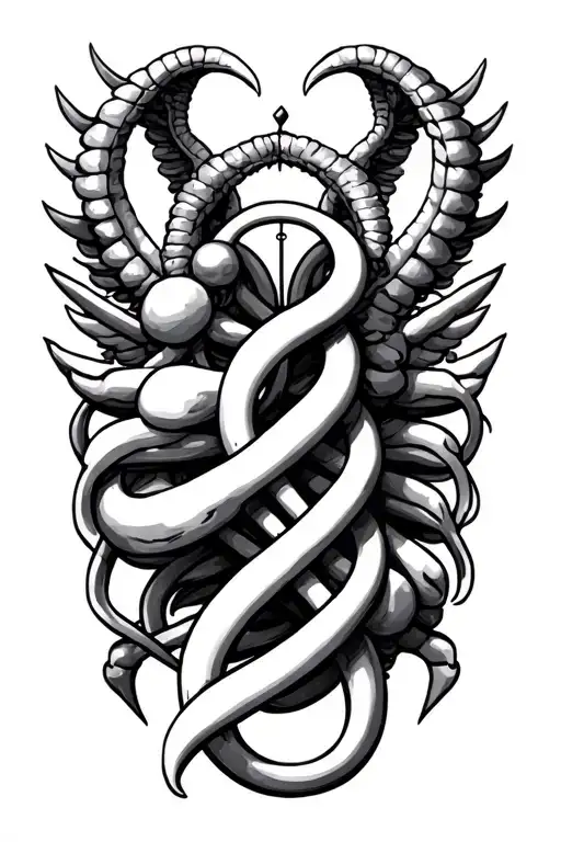 Cancer And Libra Symbol Intertwined