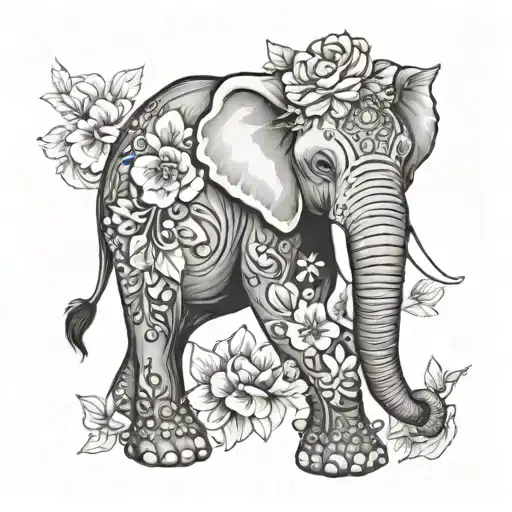 Elephant With Flowers