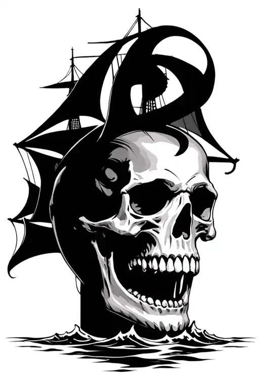 Realalistic Ship Skull Kraken