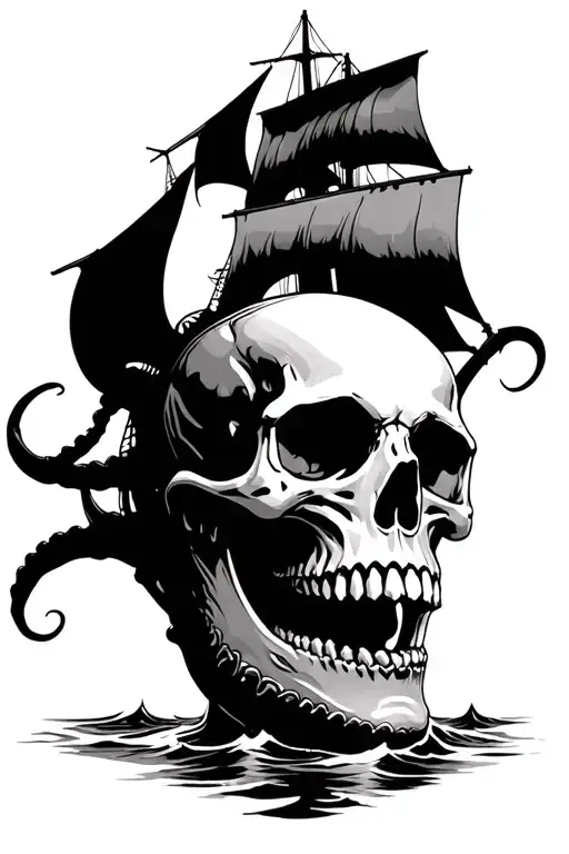 Realalistic Ship Skull Kraken