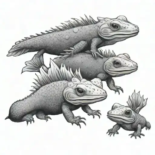 Three Axolotl As Siblings