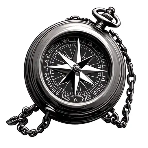 Compass In Pocket Watch Shape With Chain