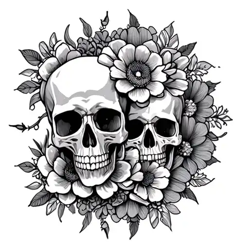 Mandala Design With Flowers And Skulls