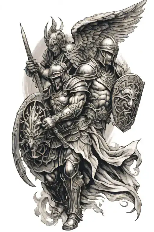 Gaurdian Angel And Spartan Warrior